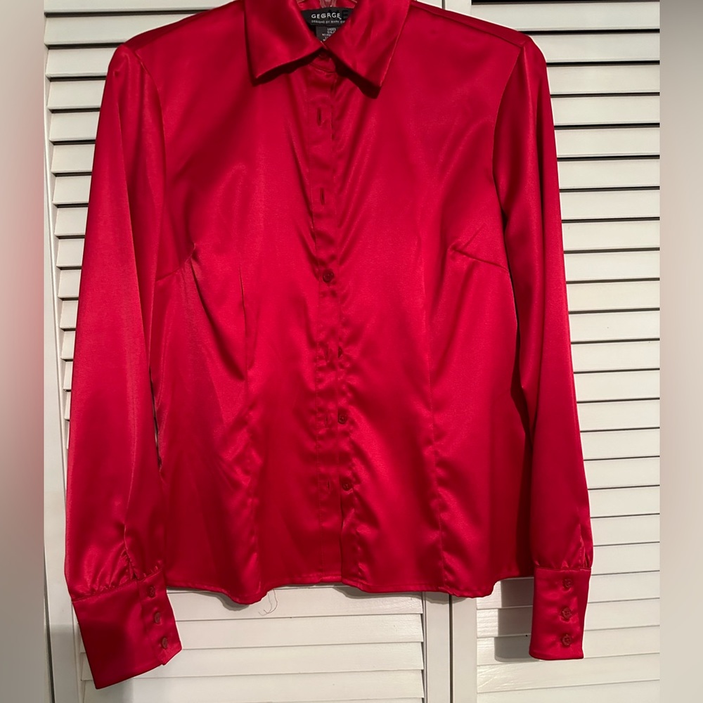 Red satiny blouse